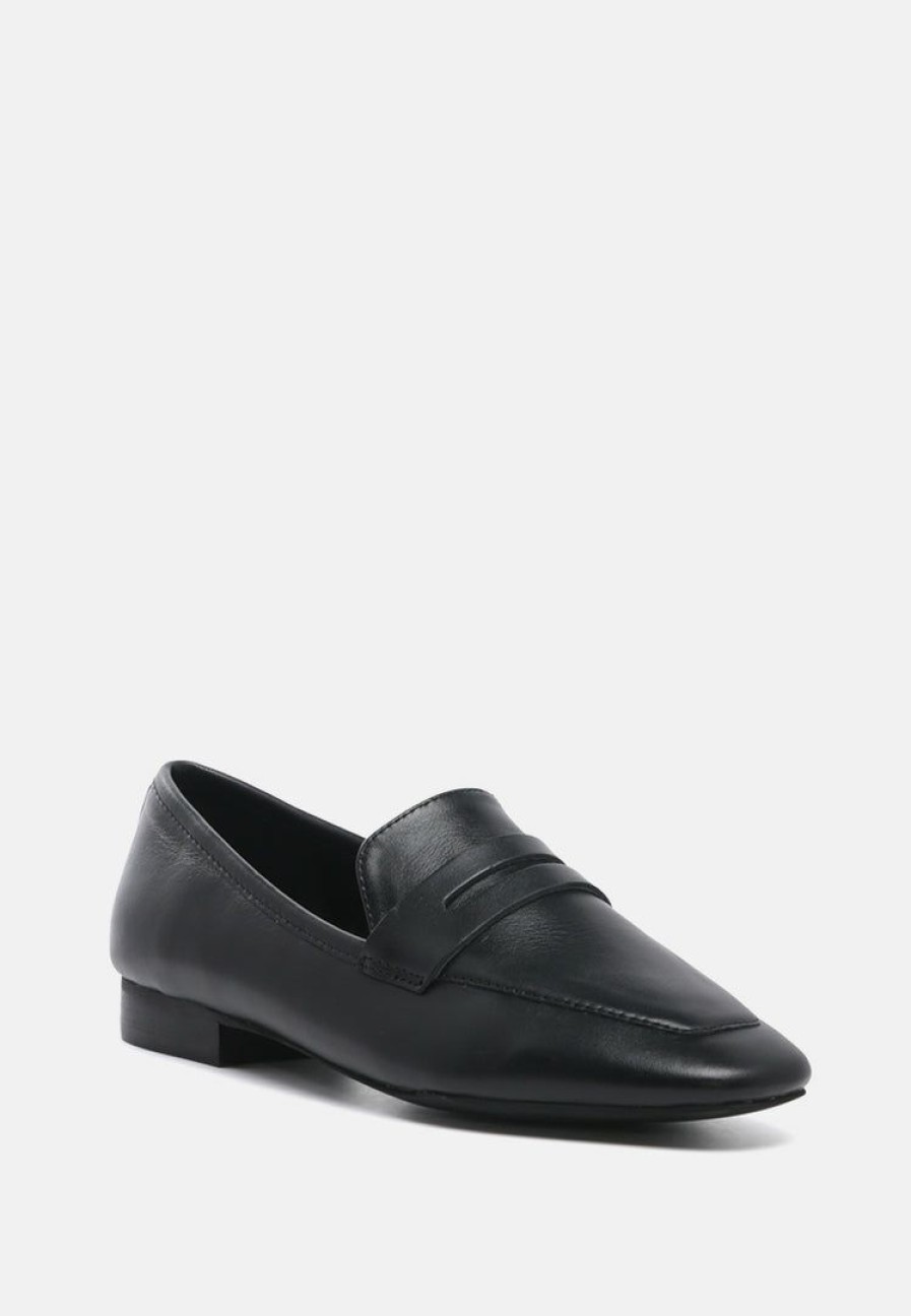 Ss'22 * | Rag & Co Liliana Classic Leather Penny Loafers Loafers & Ballerinas Black