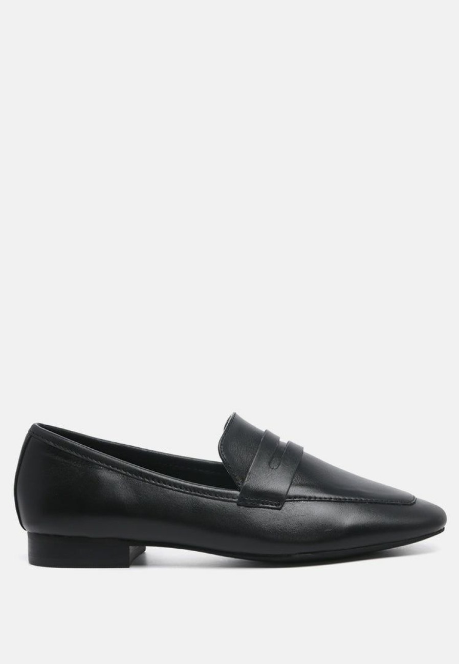 Ss'22 * | Rag & Co Liliana Classic Leather Penny Loafers Loafers & Ballerinas Black