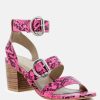 Sandals * | Rag & Co Nella Stacked Heel Leather Sandal Sandals Fuchsia