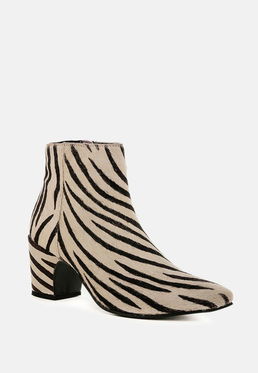 Boots * | Rag & Co Elissa Print Ankle Boots Zebra