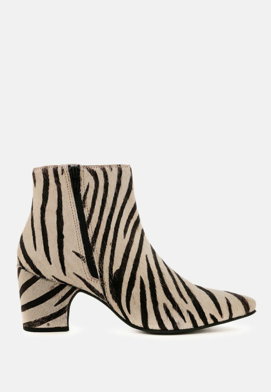 Boots * | Rag & Co Elissa Print Ankle Boots Zebra