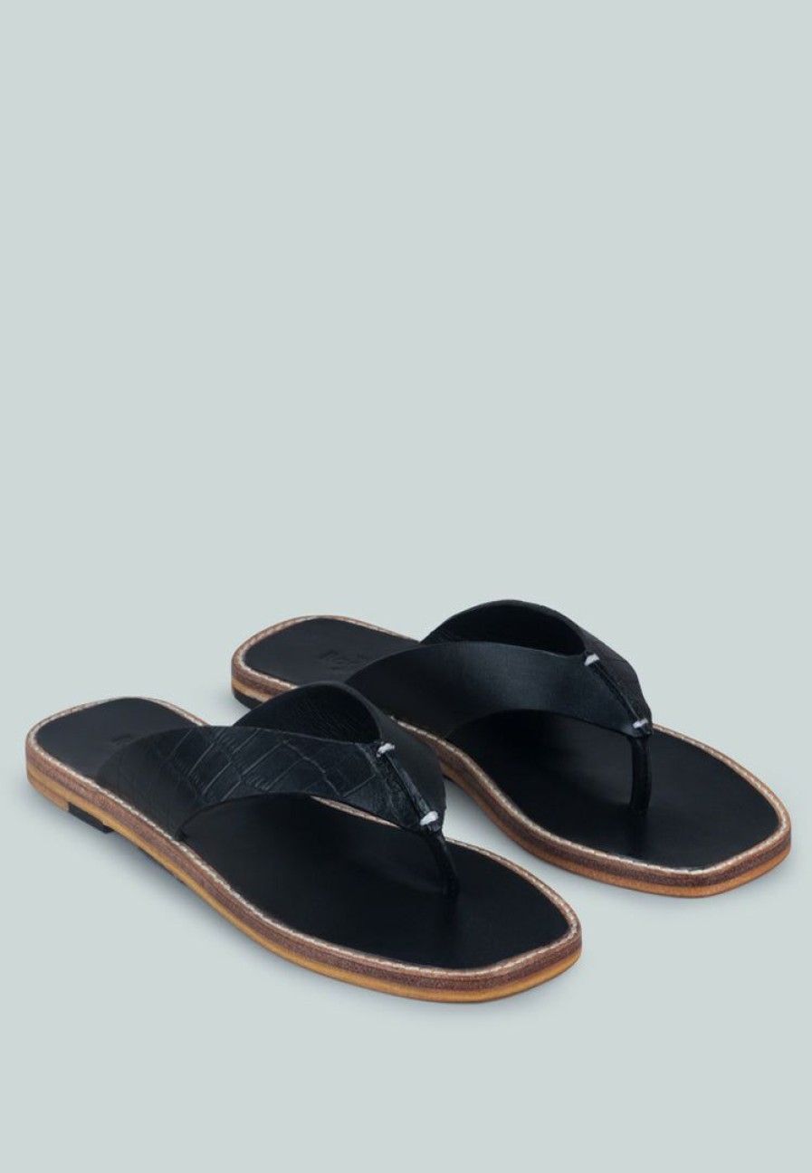 Sandals * | Rag & Co X Olsen Broad Thong Flats In Black