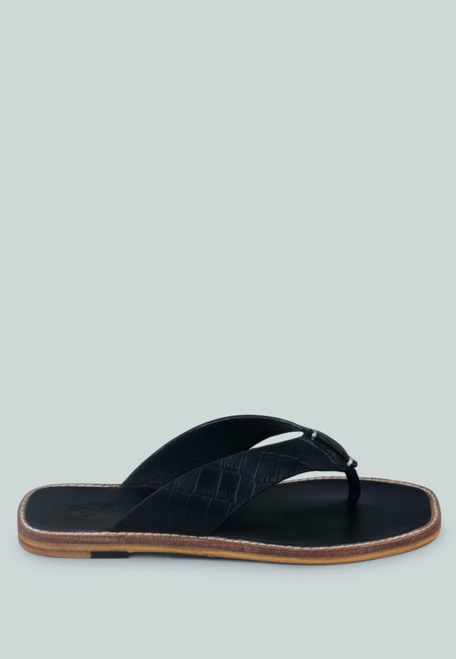 Sandals * | Rag & Co X Olsen Broad Thong Flats In Black