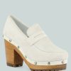 Clogs * | Rag & Co Osage Clog Loafers In Fine Suede Clogs White