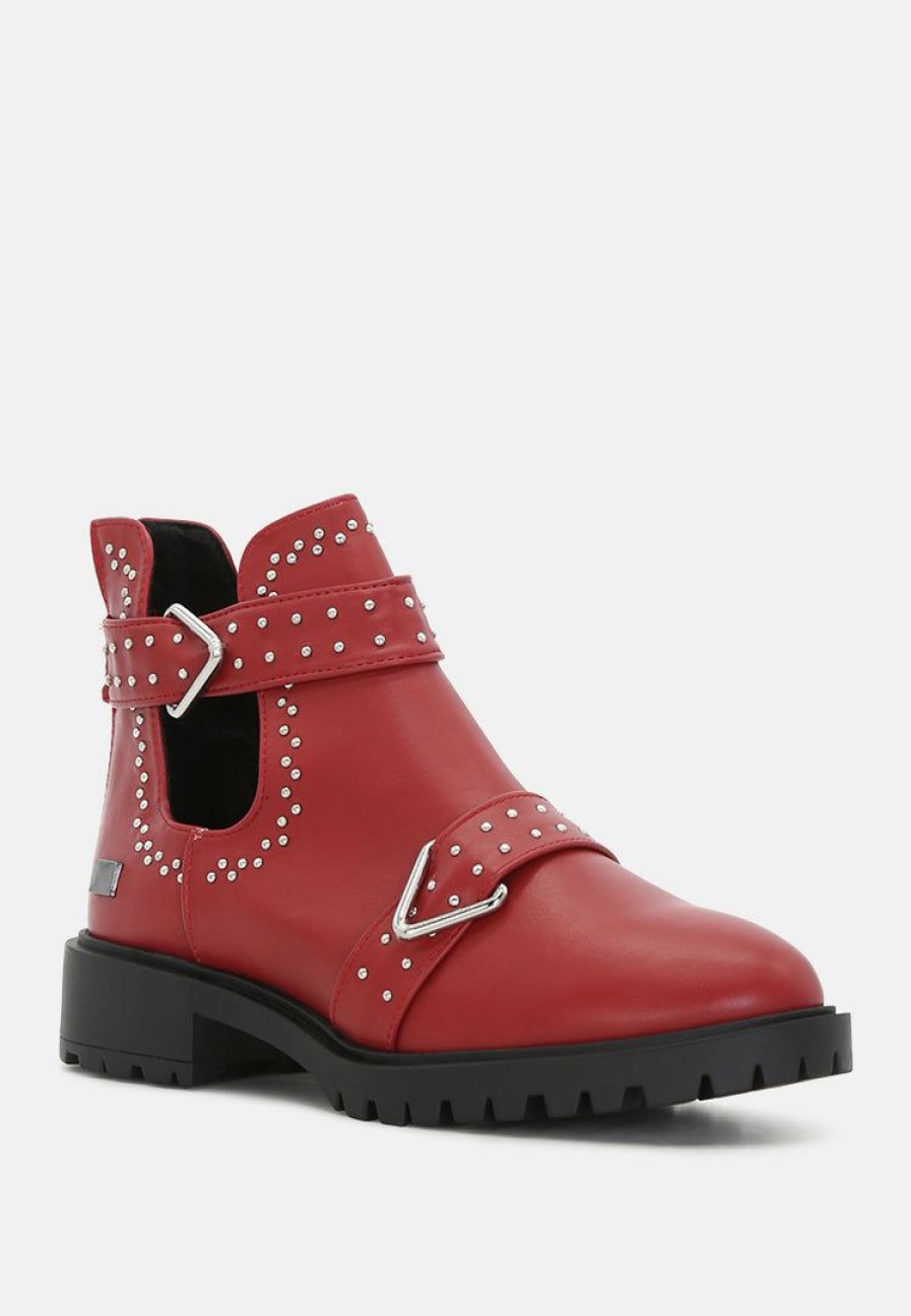 Boots * | Rag & Co Kylie Ankle Boot In Red