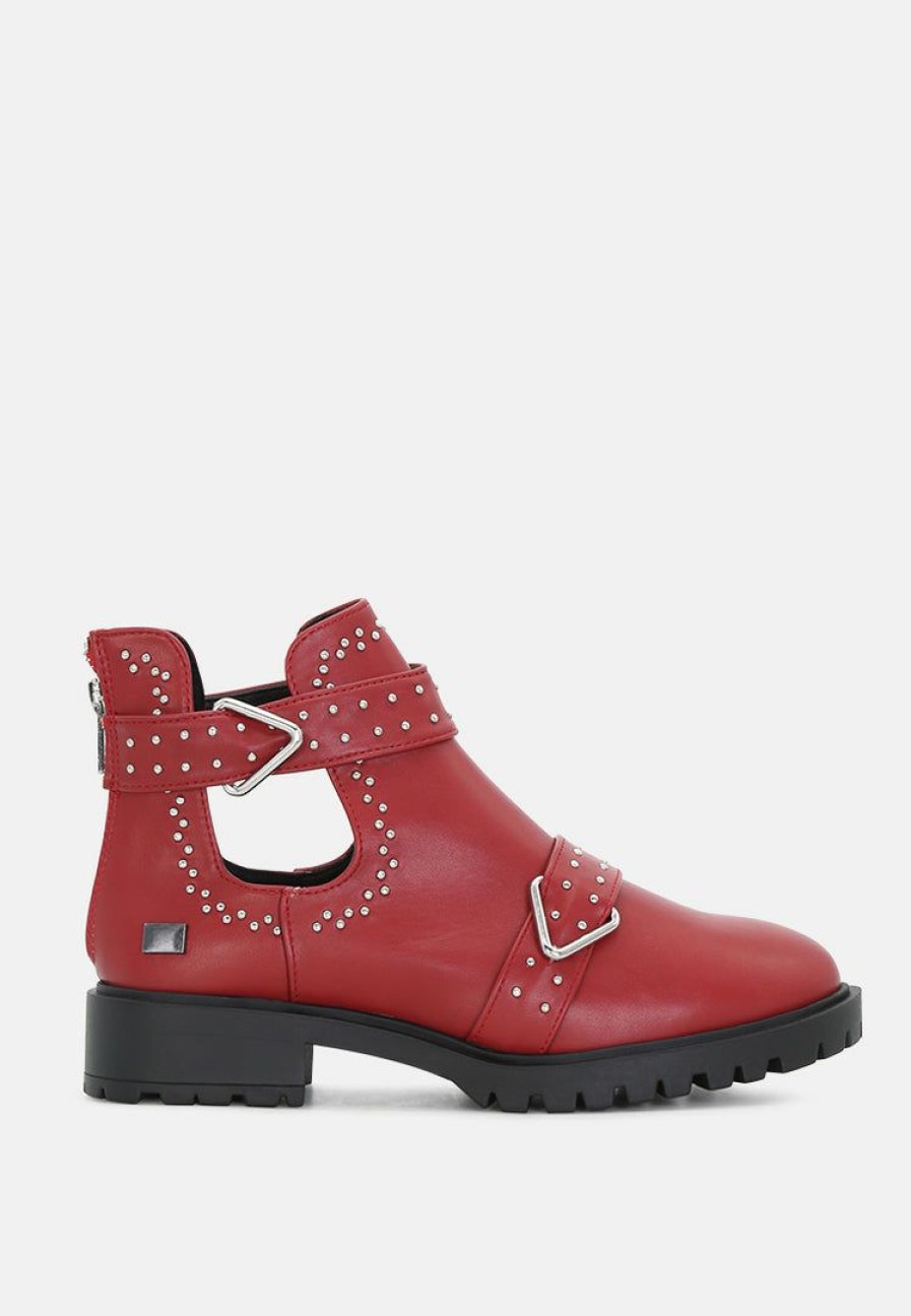 Boots * | Rag & Co Kylie Ankle Boot In Red