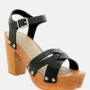 Clogs * | Rag & Co Clogs Velma Ankle Strap Sandal Black