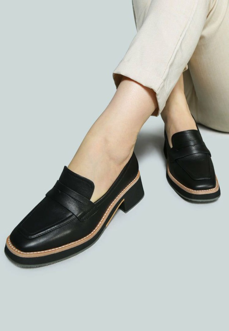 Flats * | Rag & Co X Flats Moore Lead Lady Loafers In Black