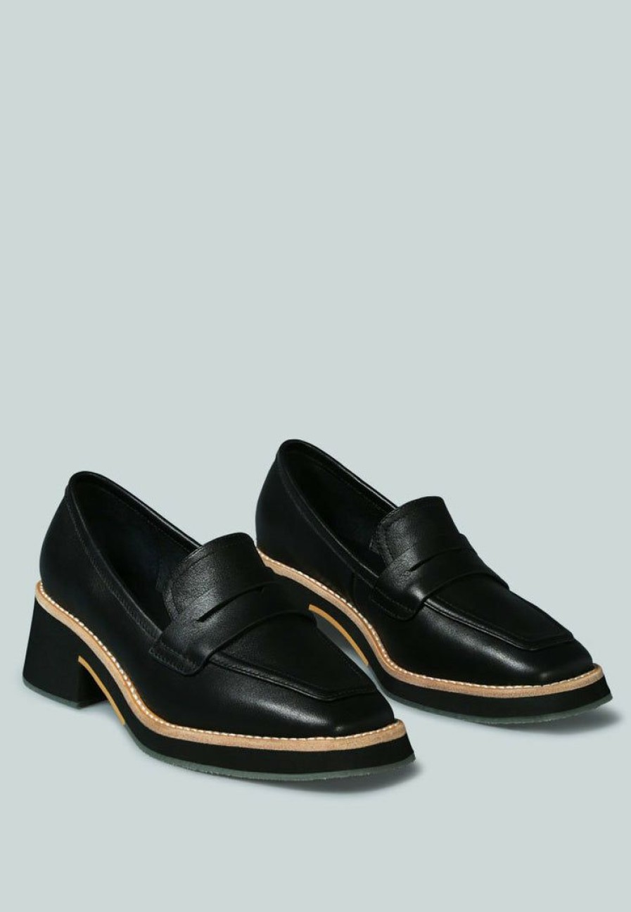 Flats * | Rag & Co X Flats Moore Lead Lady Loafers In Black