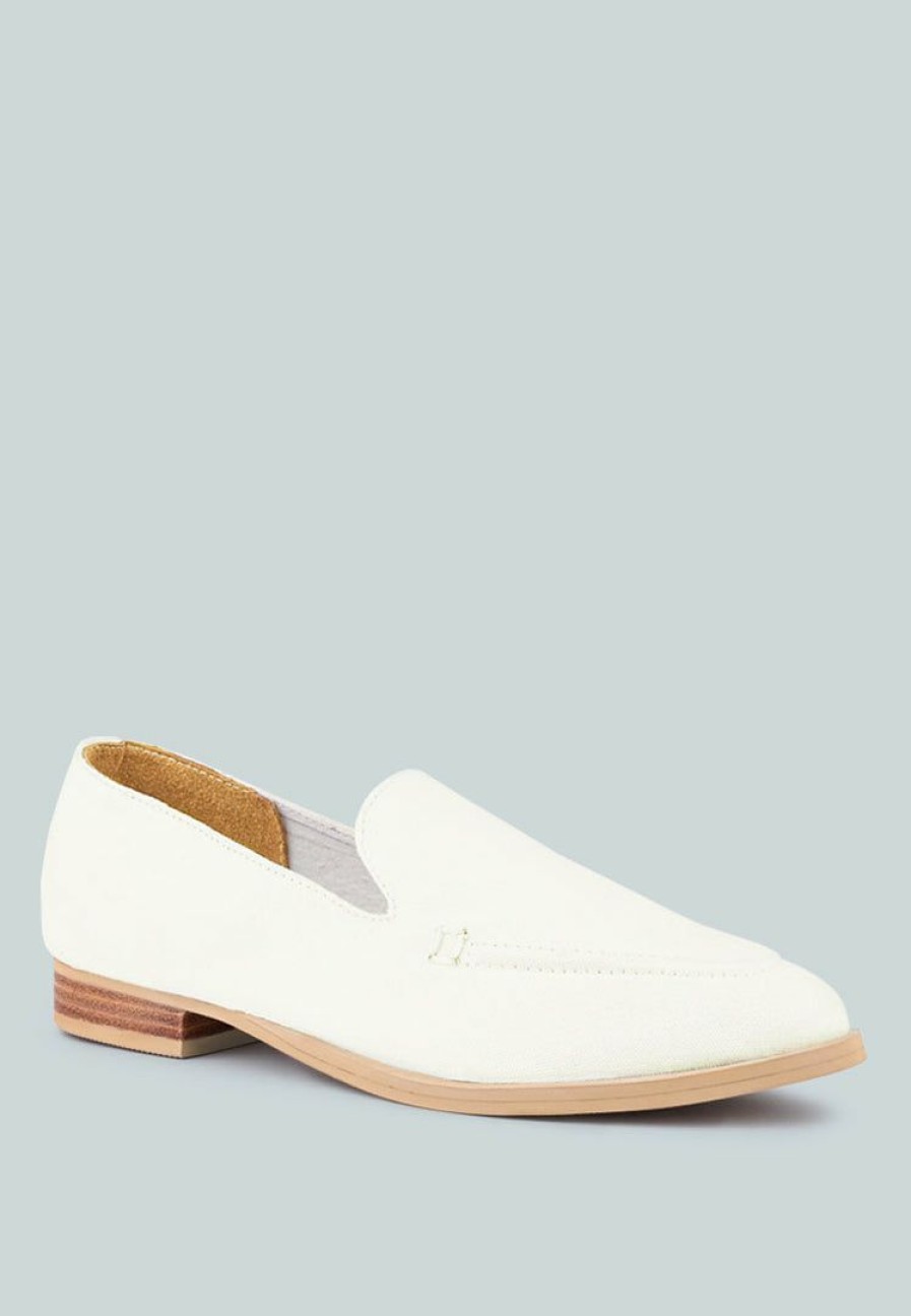 Loafers & Ballerinas * | Rag & Co Bougie Organic Canvas Loafers Loafers & Ballerinas White