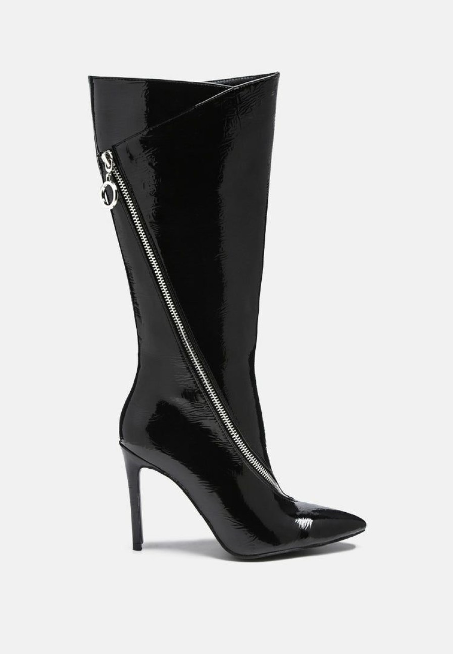 Boots * | Rag & Co Tsaroh Zip Around Calf Boot In Black