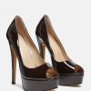 Sandals * | Rag & Co Pumps Brielle High Heel Peep Toe Stiletto In Espresso