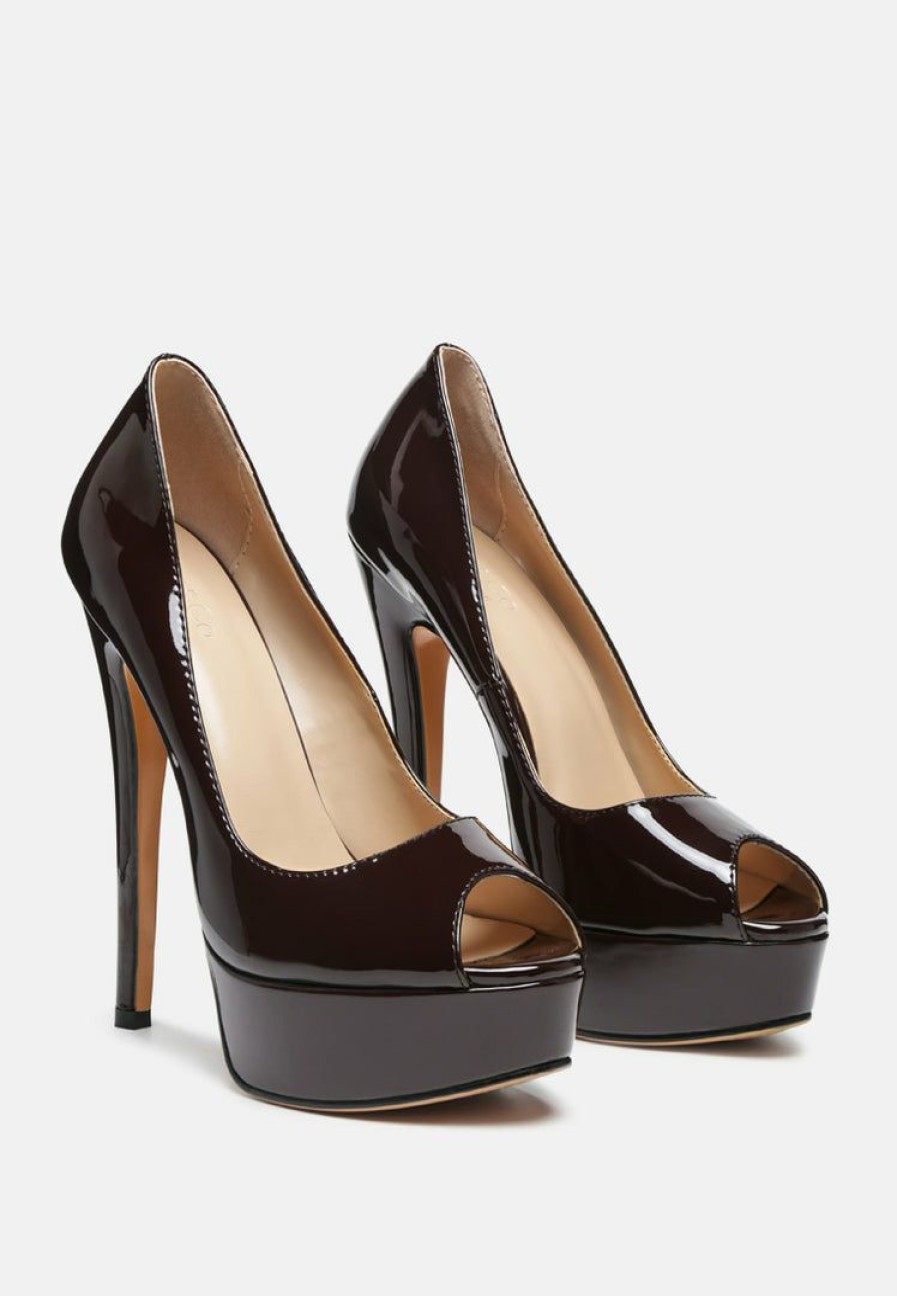 Sandals * | Rag & Co Pumps Brielle High Heel Peep Toe Stiletto In Espresso