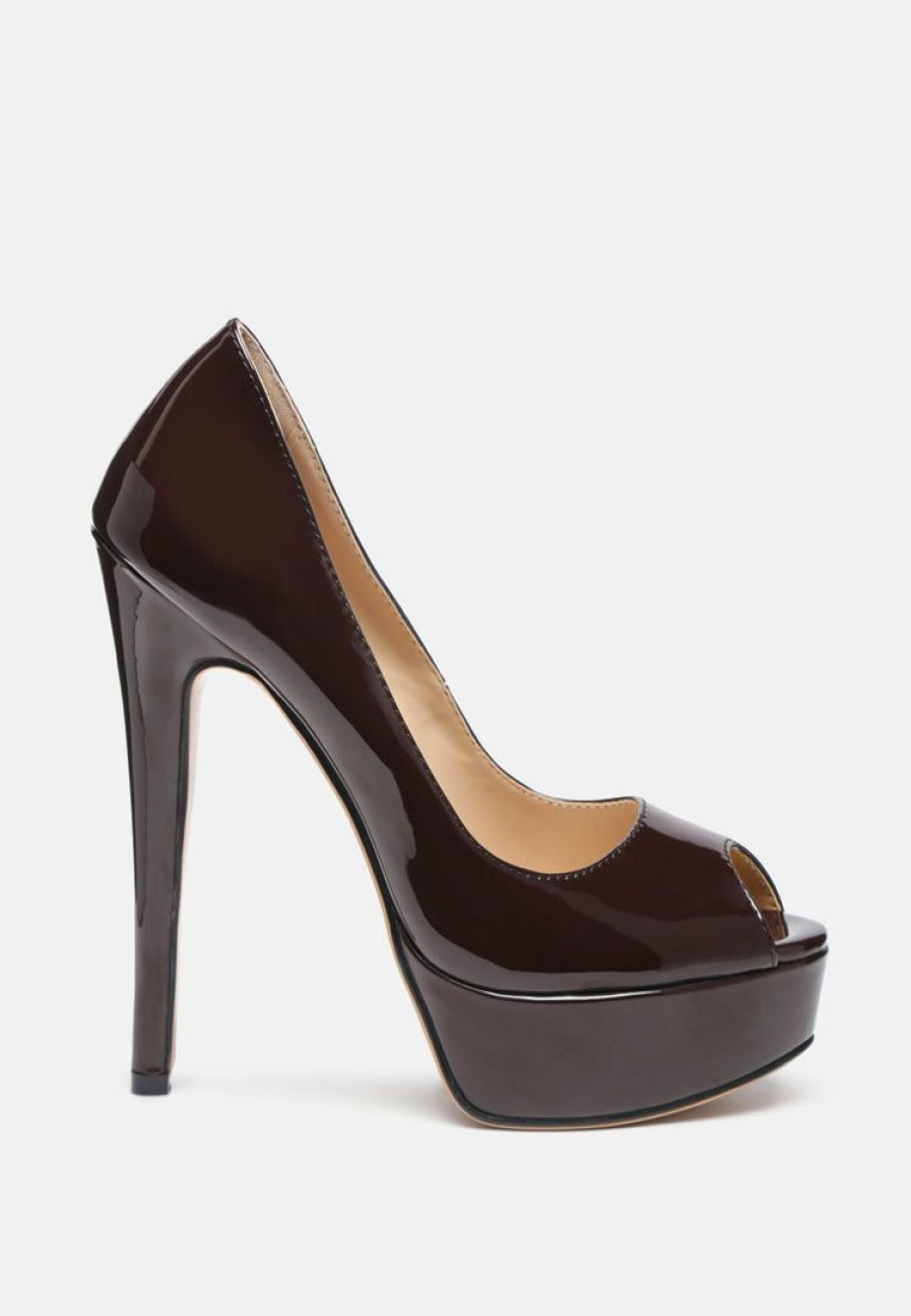 Sandals * | Rag & Co Pumps Brielle High Heel Peep Toe Stiletto In Espresso