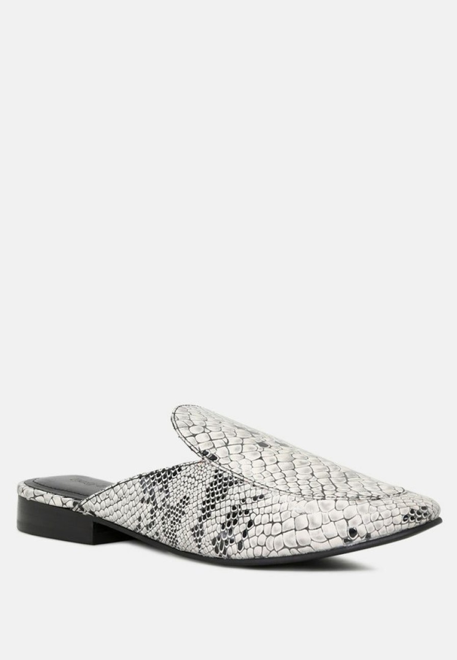 Flats * | Rag & Co Flats Marla Metallic Leather Mules Black