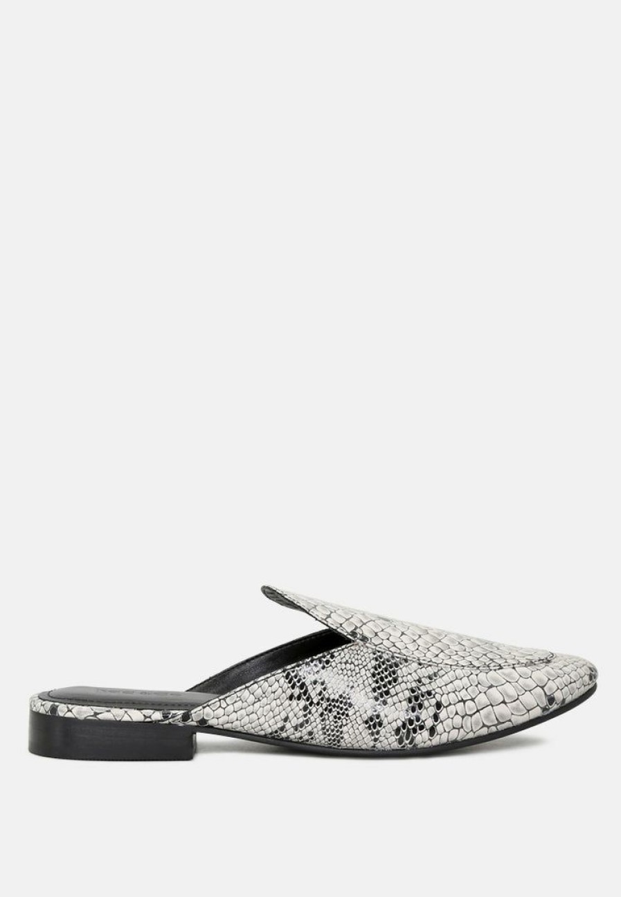 Flats * | Rag & Co Flats Marla Metallic Leather Mules Black