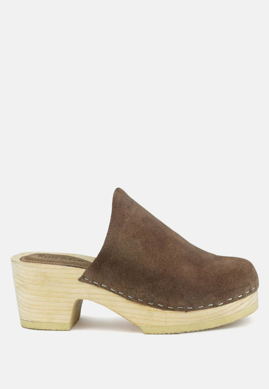 Ss'22 * | Rag & Co Ss'22 Darcie Suede Clogs Taupe