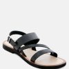 Ss'22 * | Rag & Co Mona Flat Sandal With Ankle Strap Black