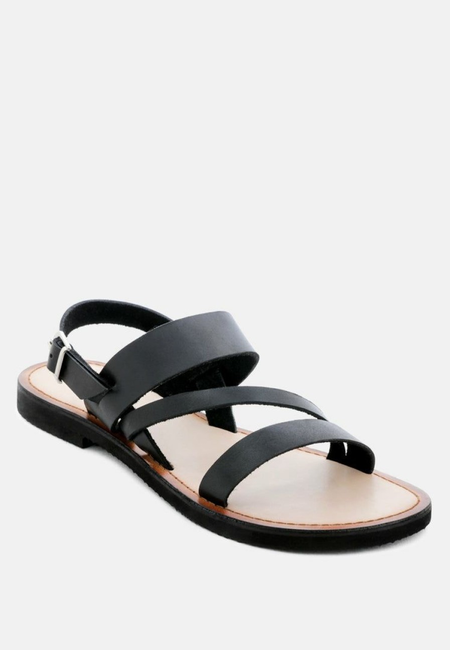 Ss'22 * | Rag & Co Mona Flat Sandal With Ankle Strap Black