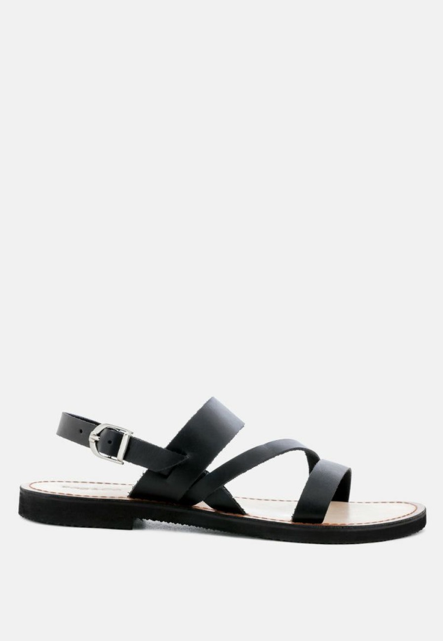 Ss'22 * | Rag & Co Mona Flat Sandal With Ankle Strap Black