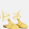 Flats * | Rag & Co Bartsi Handwoven Cotton Tie Up Mule Flats Yellow