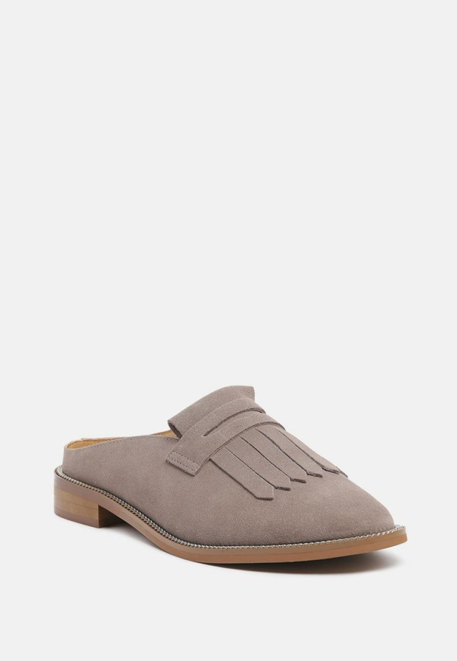 Ss'22 * | Rag & Co Loafers & Ballerinas Lena Suede Walking Loafer Mules Taupe