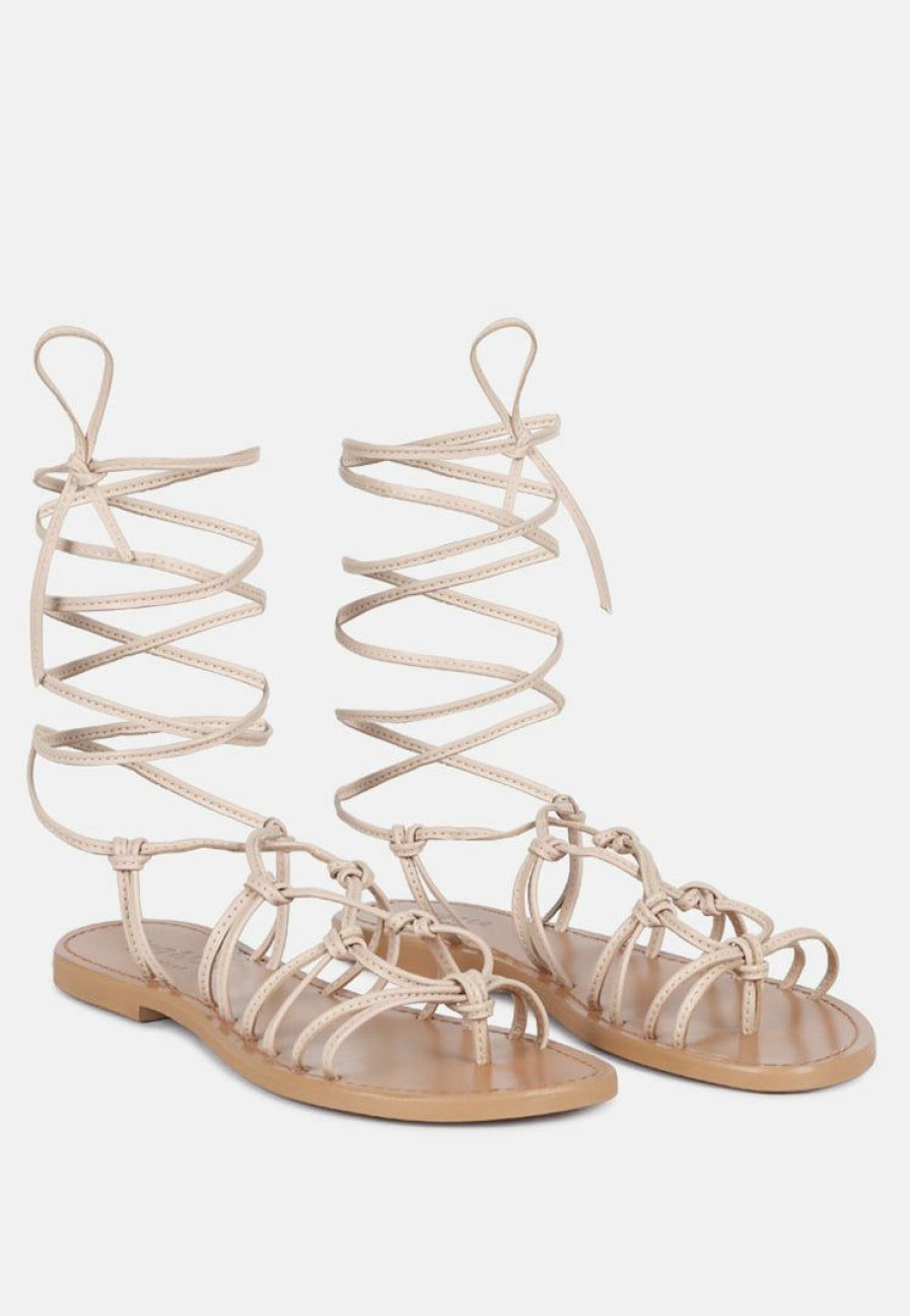 Ss'22 * | Rag & Co Baxea Handcrafted Tie Up String Flats Latte