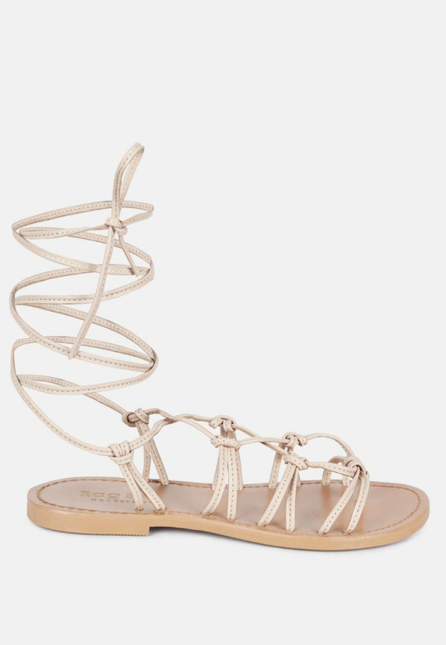 Ss'22 * | Rag & Co Baxea Handcrafted Tie Up String Flats Latte