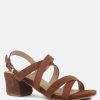 Ss'22 * | Rag & Co Astrid Mid Heeled Block Leather Sandal Tan