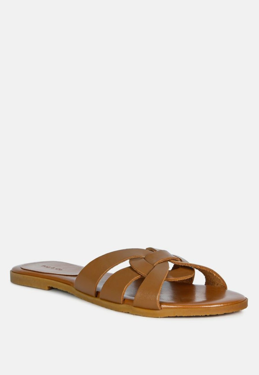 Ss'22 * | Rag & Co Aris Strappy Slip-On Sandal Flats Tan