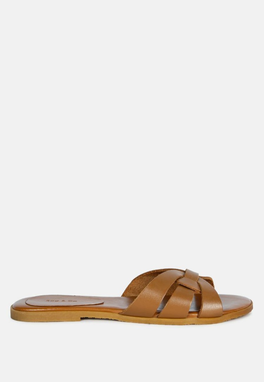 Ss'22 * | Rag & Co Aris Strappy Slip-On Sandal Flats Tan