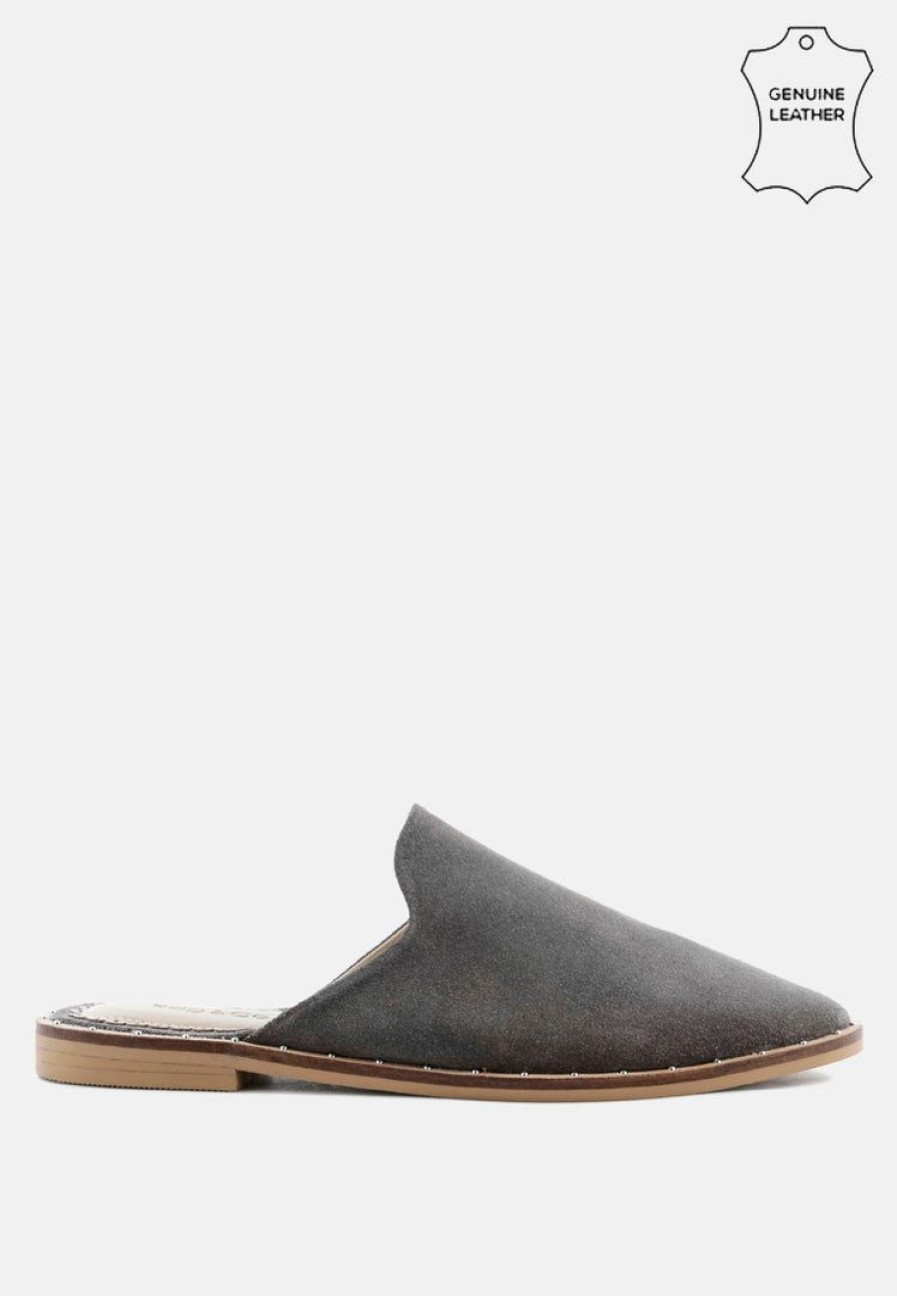 Ss'22 * | Rag & Co Lia Handcrafted Suede Mules Grey