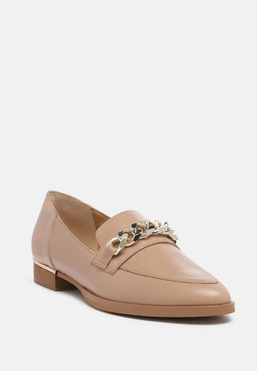 Loafers & Ballerinas * | Rag & Co Pola Leather Horsebit Loafers Loafers & Ballerinas Nude