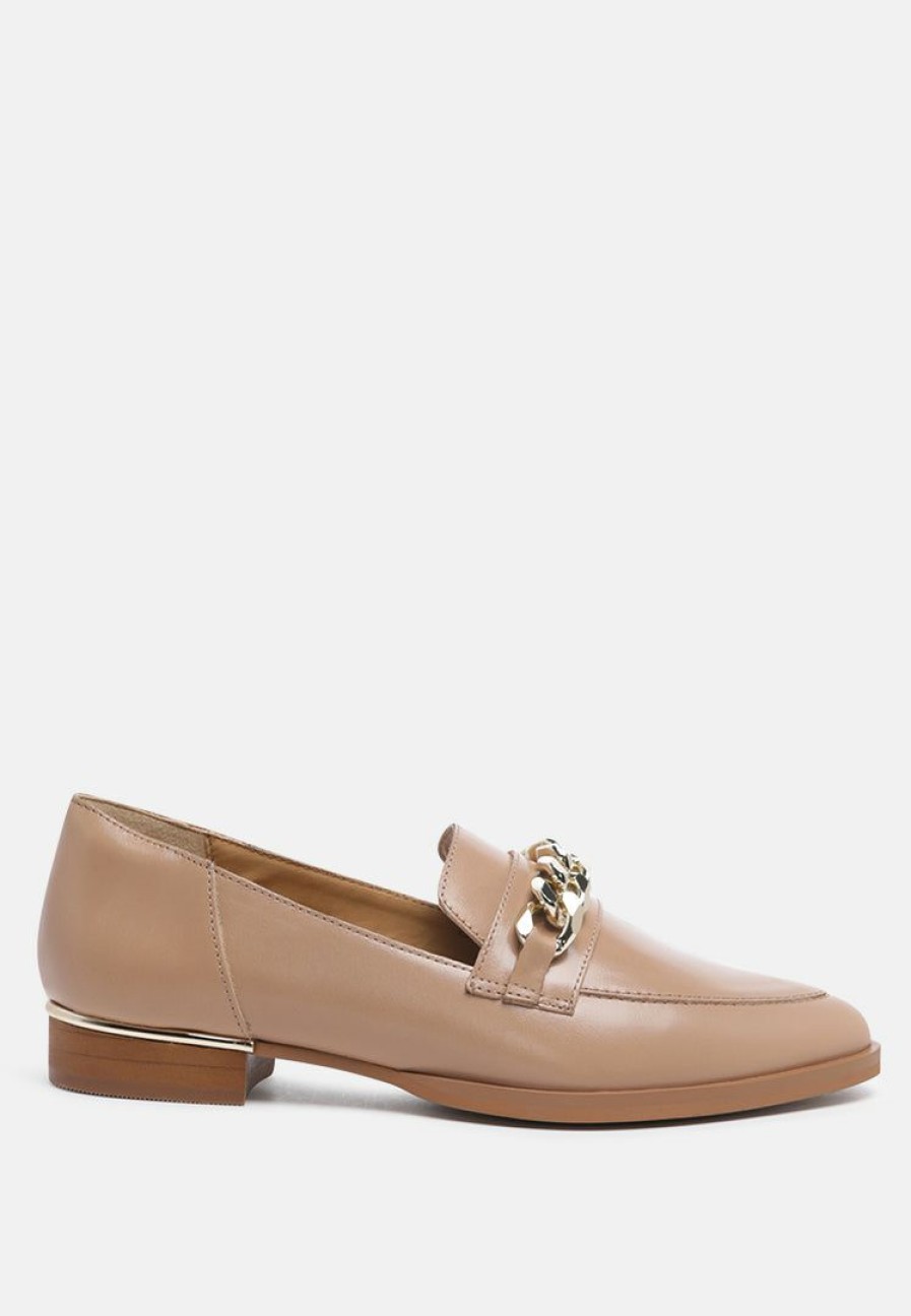 Loafers & Ballerinas * | Rag & Co Pola Leather Horsebit Loafers Loafers & Ballerinas Nude