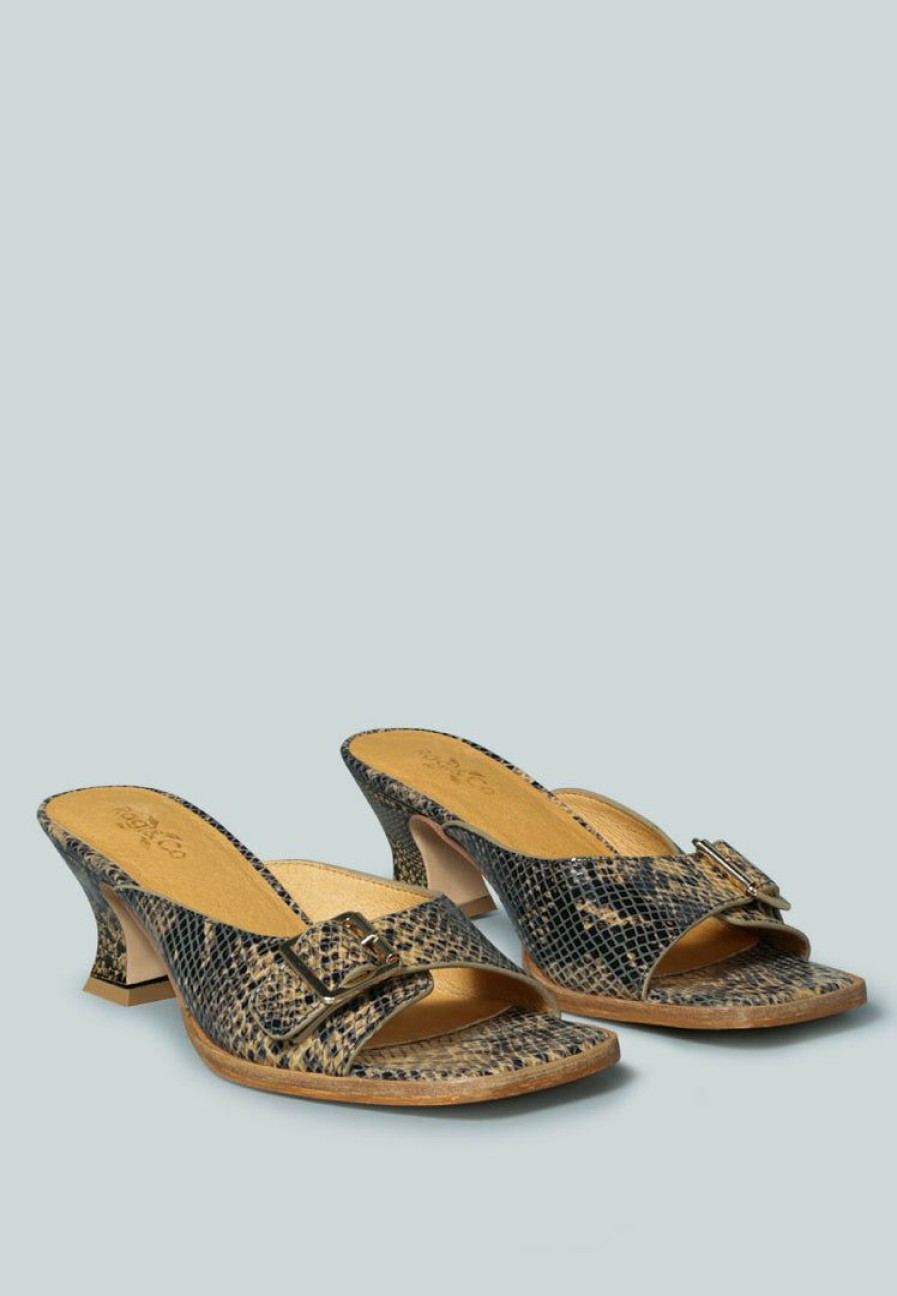 Ss'22 * | Rag & Co X Gomez-Art-Nouveau Leather Slip-On Sandal In Animal Print Natural Snake