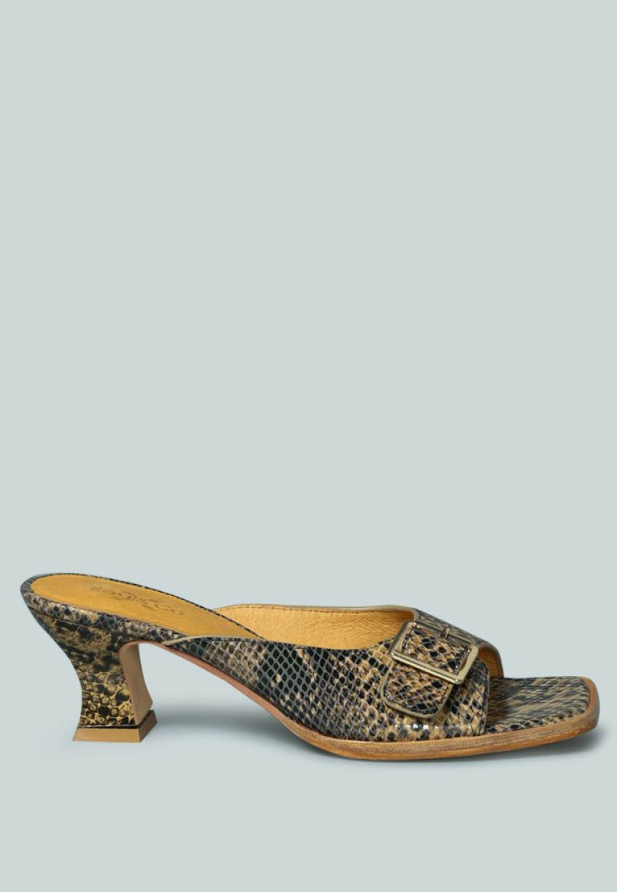 Ss'22 * | Rag & Co X Gomez-Art-Nouveau Leather Slip-On Sandal In Animal Print Natural Snake