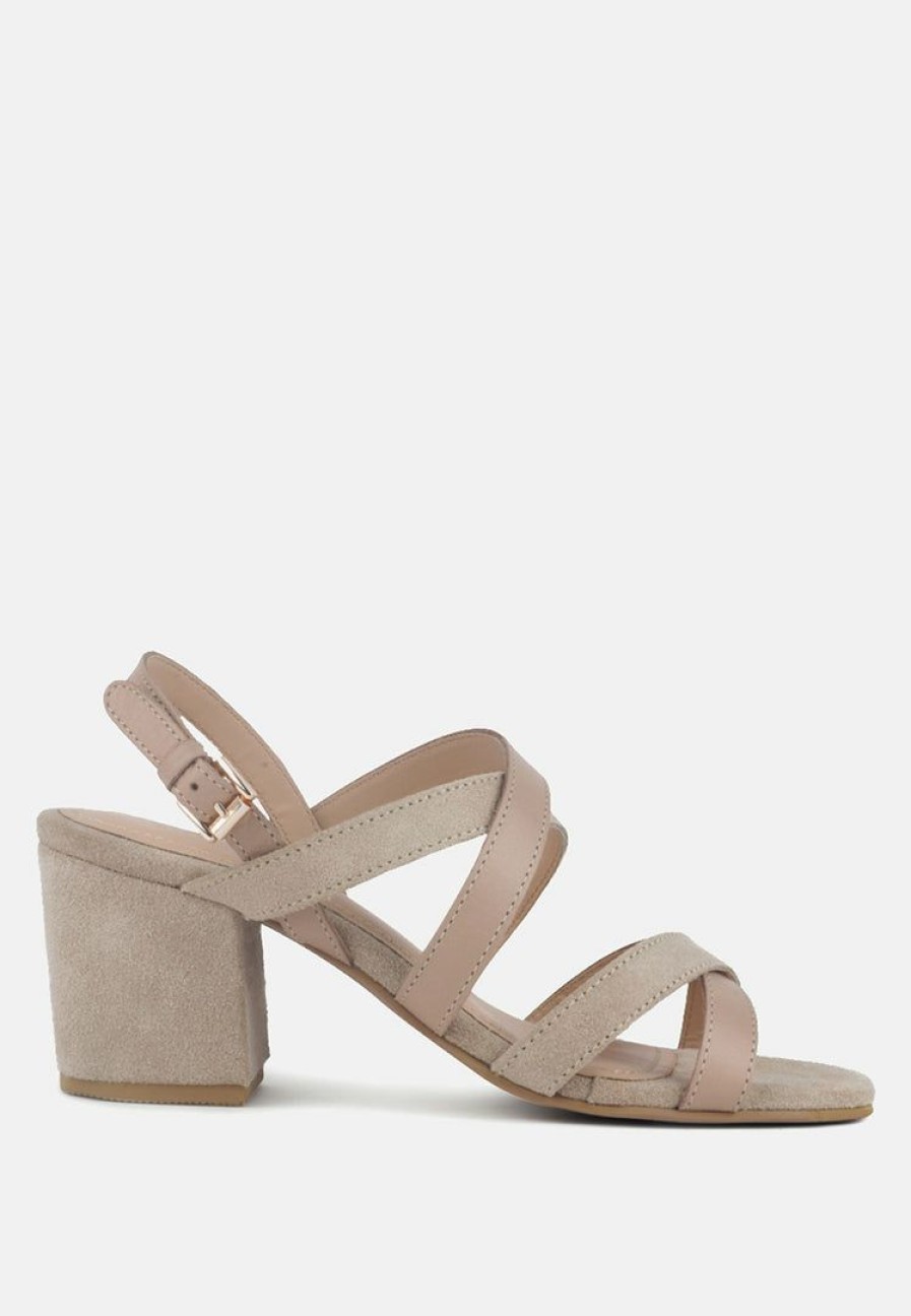 Ss'22 * | Rag & Co Mon-Lapin High Heeled Block Leather Sandal Nude