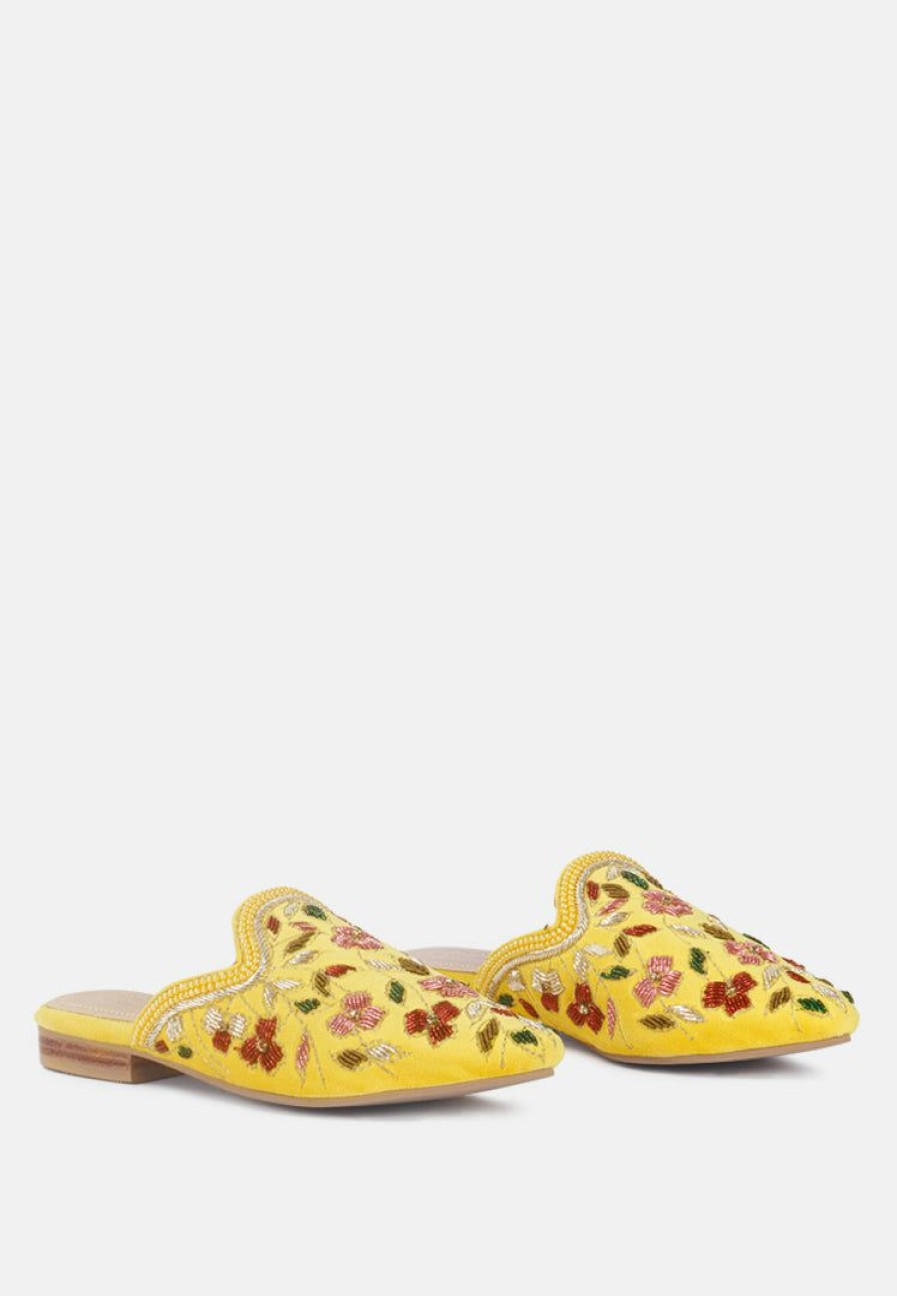 Ss'22 * | Rag & Co Marcella Embroidered Mules In Yellow