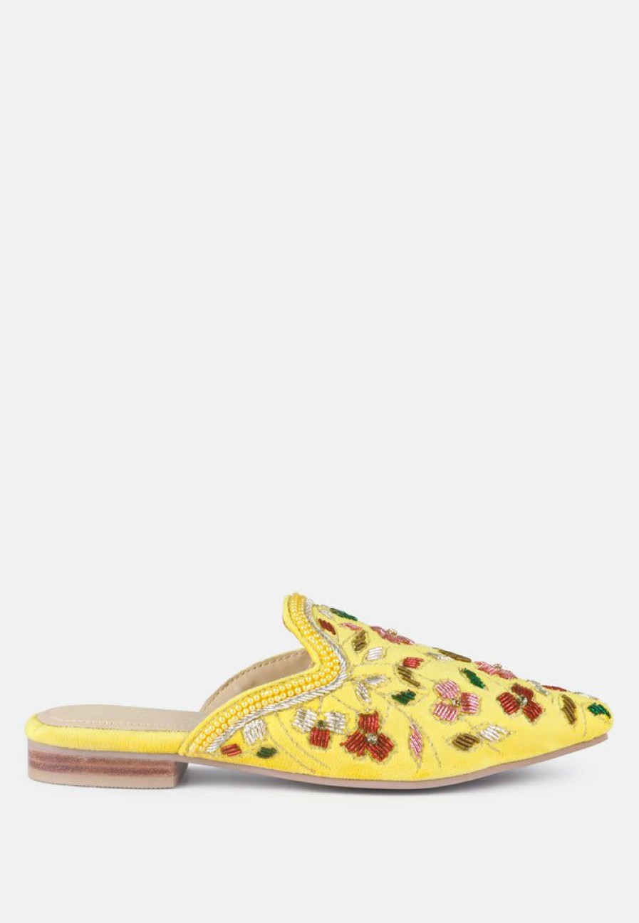 Ss'22 * | Rag & Co Marcella Embroidered Mules In Yellow