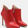 Boots * | Rag & Co Lolita Woven Texture Stiletto Boot In Boots Red