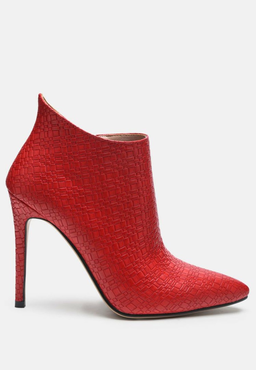 Boots * | Rag & Co Lolita Woven Texture Stiletto Boot In Boots Red