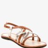 Sandals * | Rag & Co Flats June Strappy Flat Leather Sandals Tan