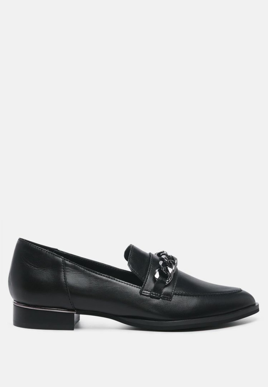 Loafers & Ballerinas * | Rag & Co Loafers & Ballerinas Pola Leather Horsebit Loafers Black