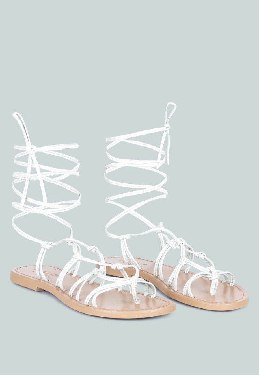 Ss'22 * | Rag & Co Baxea Handcrafted Tie Up String Flats White