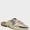 Flats * | Rag & Co Melinda Leather Flat Mules Gold