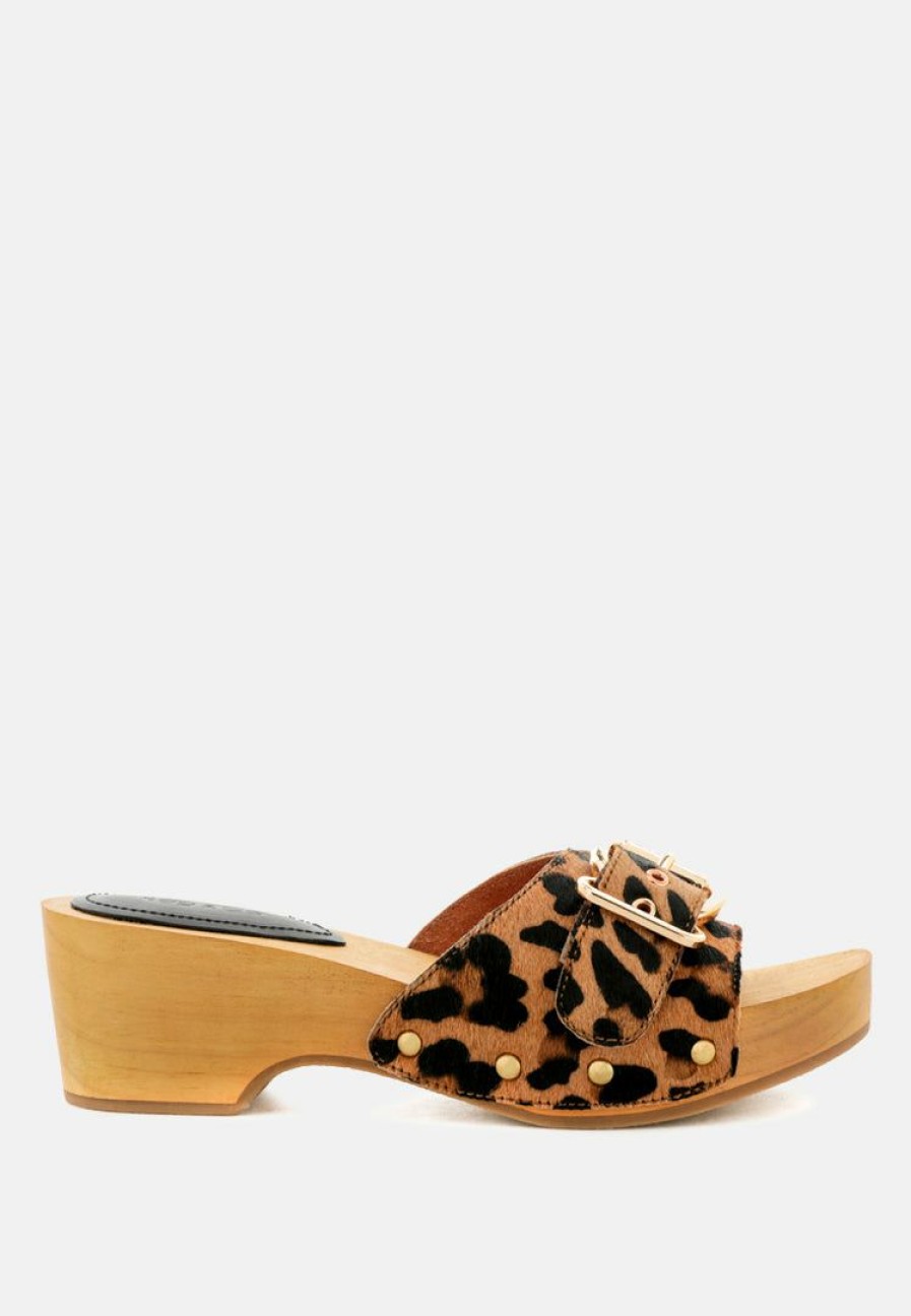 Sandals * | Rag & Co Polly Clogs Leopard