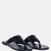 Ss'22 * | Rag & Co Orofer Soft Leather Luxury Thong Flats Black