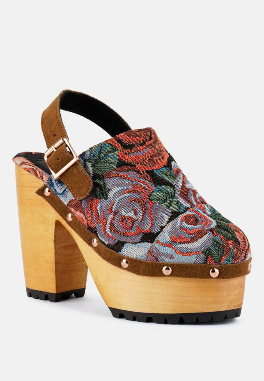 Clogs * | Rag & Co Mural Tapestry Handcrafted Clogs Floral