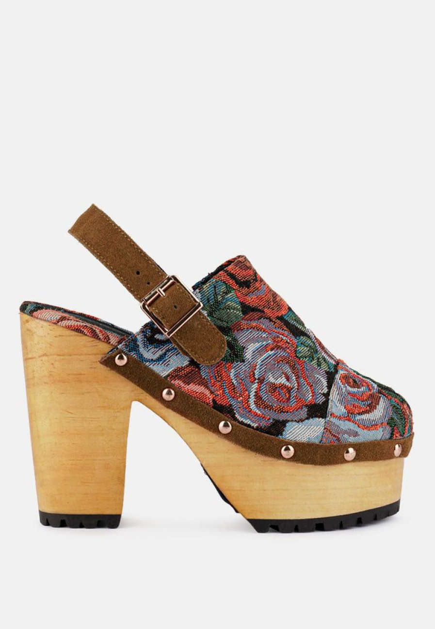 Clogs * | Rag & Co Mural Tapestry Handcrafted Clogs Floral