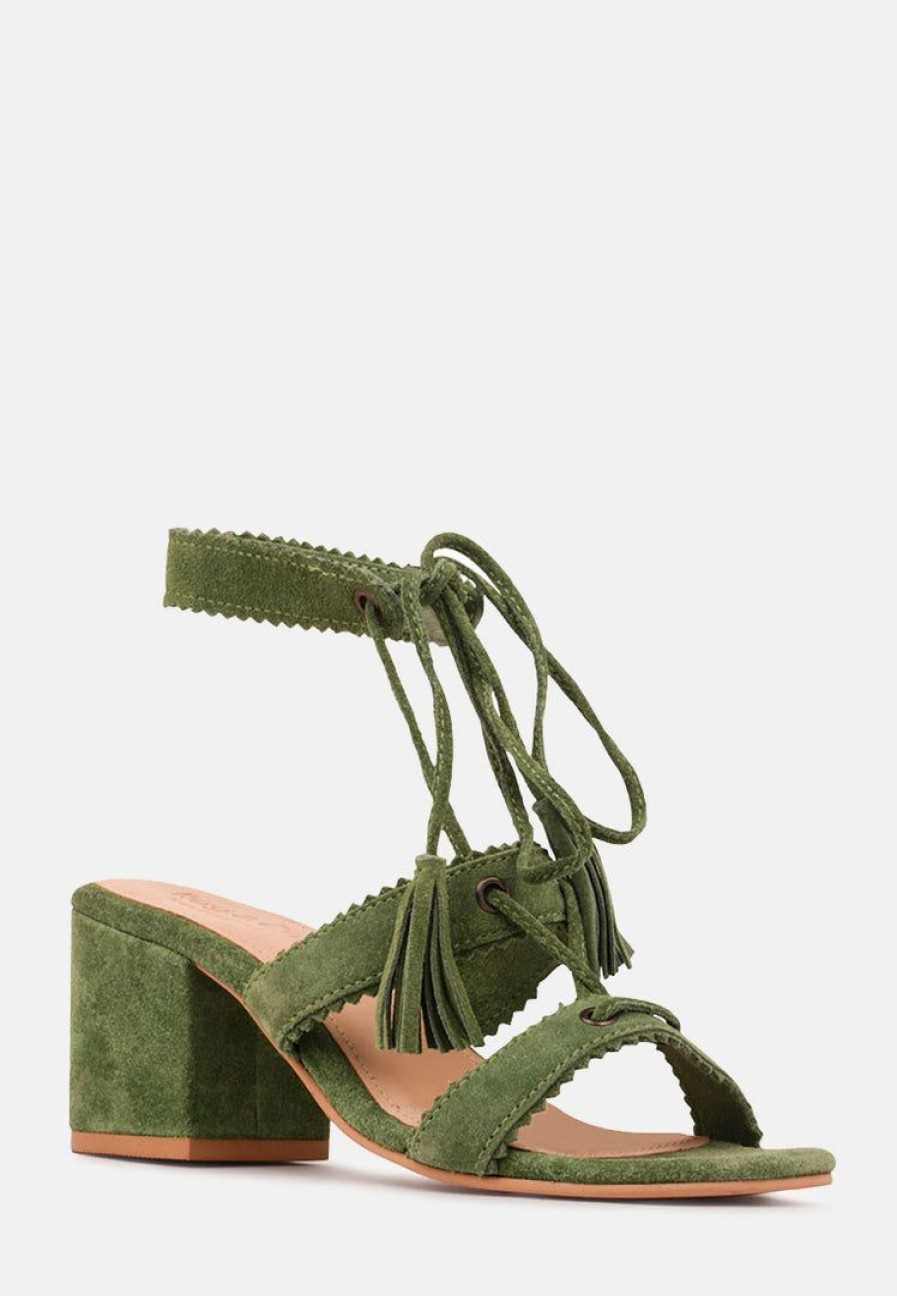 Ss'22 * | Rag & Co Zena Suede Leather Sandal Sandals Green